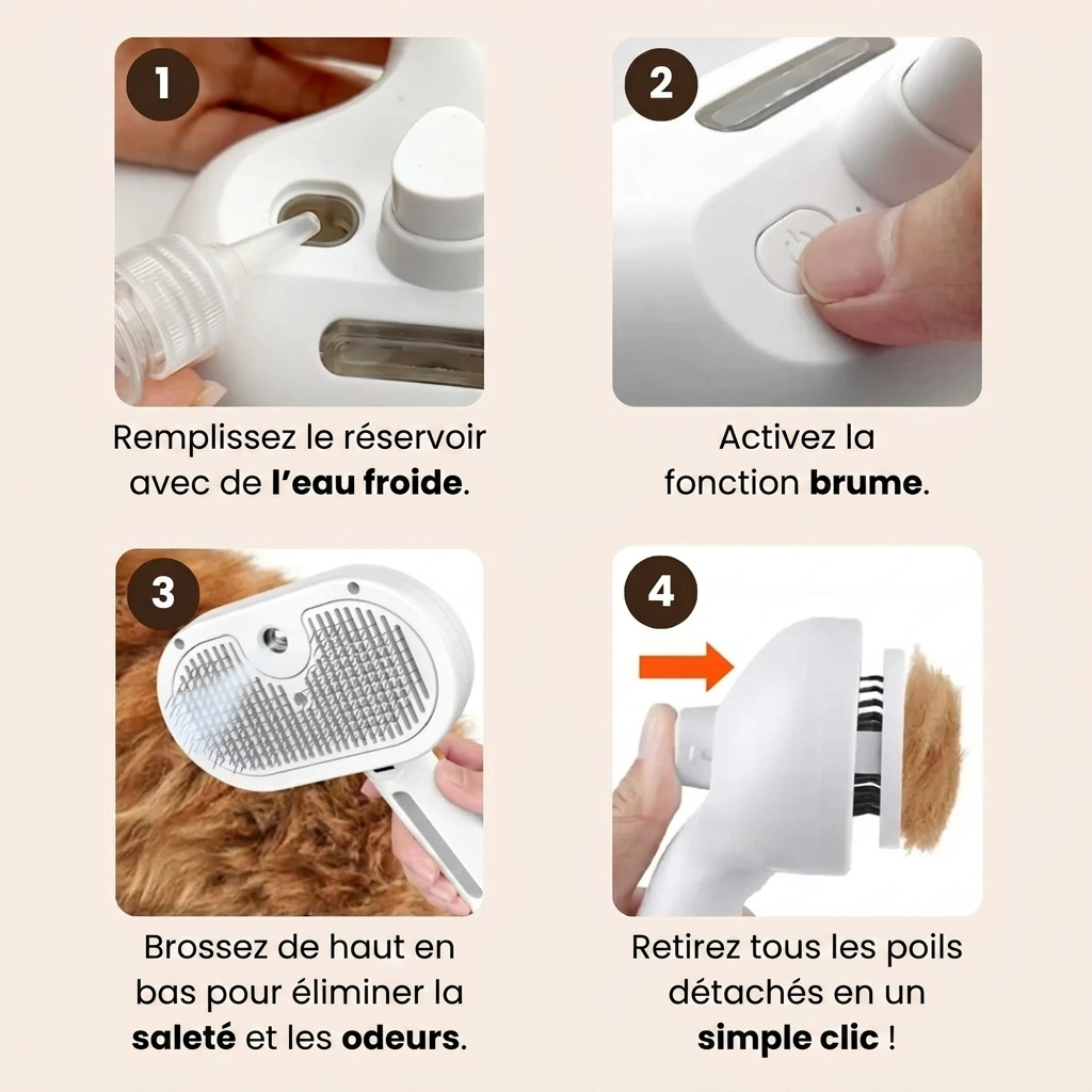 VapoBrosse AnimoPaw® | Brosse de Toilettage Professionnelle pour Animaux de Compagnie